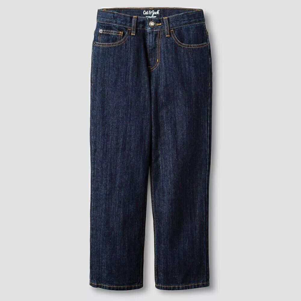 CAT & JACK Boys' Relaxed Straight Fit Jean Dark Wash 8, Blue -